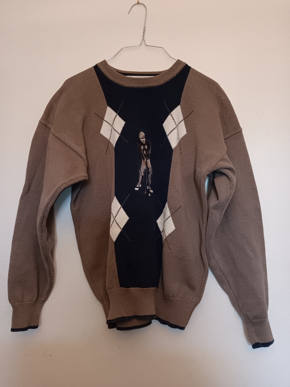John Ashford Men's Brown & Black Argyle Golf Crewneck Sweater (Price Is Firm)